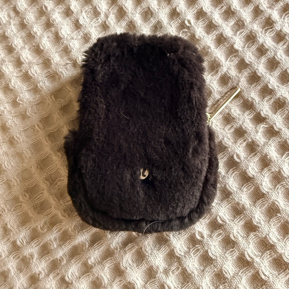 Lululemon Black Fuzzy Pouch with Gold Zipper